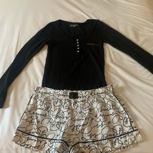 Long sleeve sleep shirt with shorts